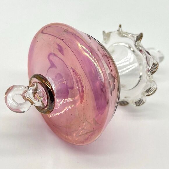 VTG Egyptian Museum Hand Blown Glass Ornament Teardrop 4” Cranberry/Clear Etched - Picture 5 of 12
